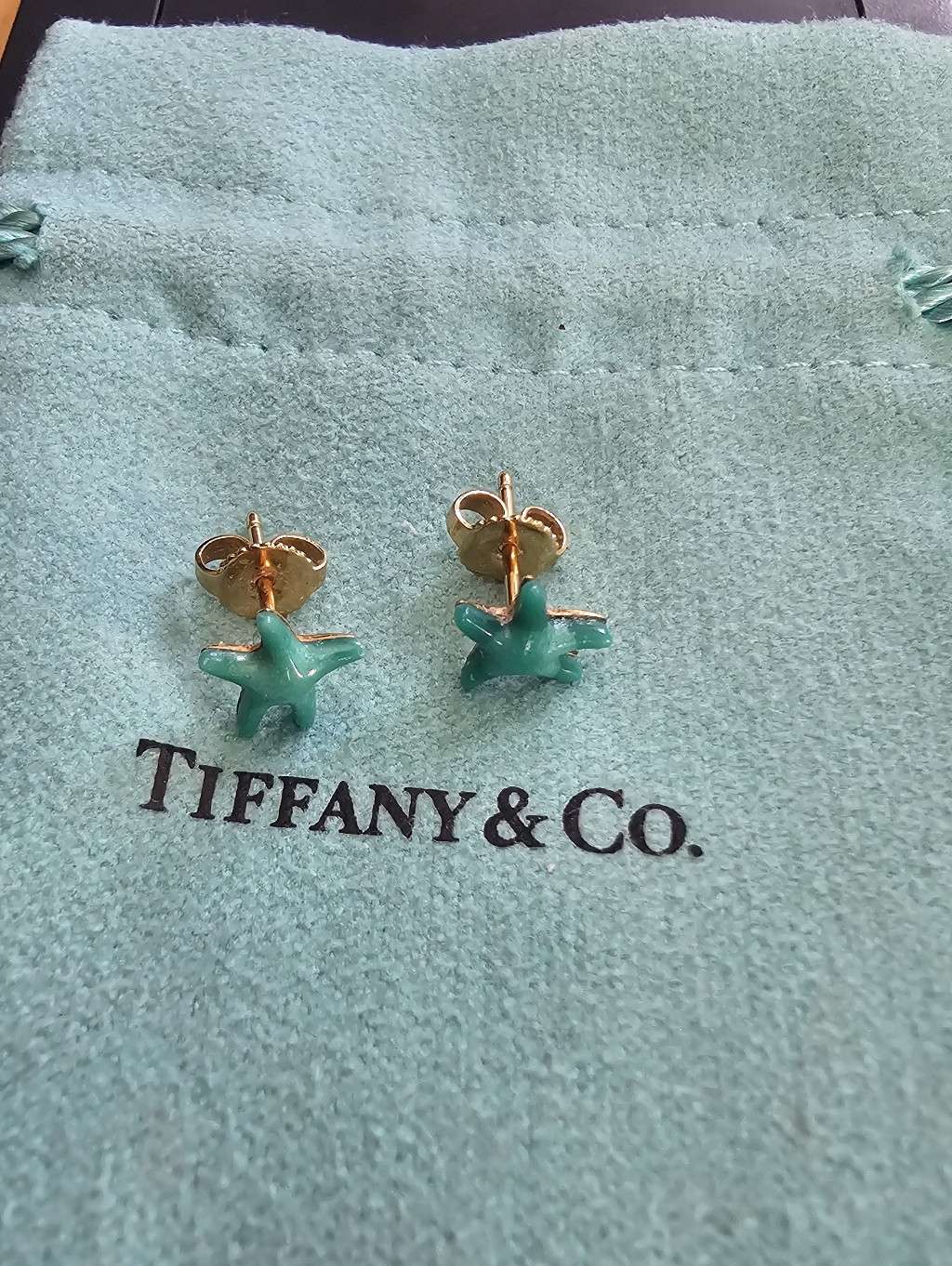 Vintage Tiffany & Co. Elsa Peretti Turquoise Lacquer Starfish Stud Earrings